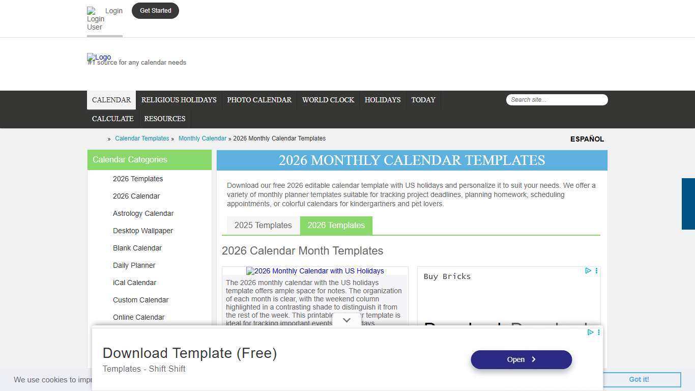 Free 2026 Monthly Calendar Templates - CalendarLabs